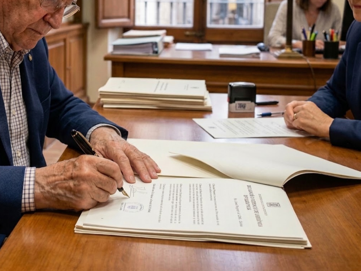 Signatura d'un poder preventiu davant notari per planificar el suport futur